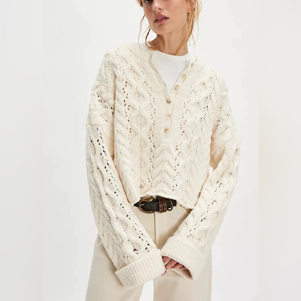 Free People Polly Cable-Knit Sweater